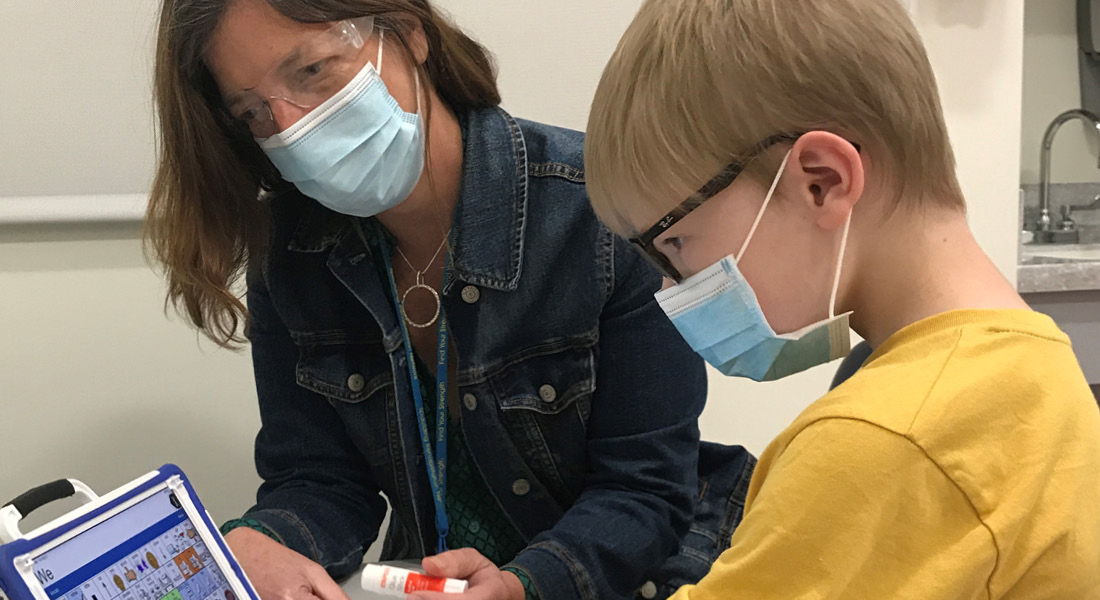 Kerrie working with speech patient