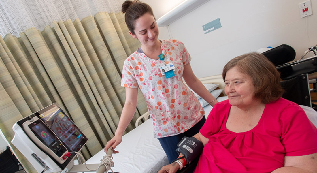Nurse and patient at Spaulding Nursing and Therapy Center Brighton