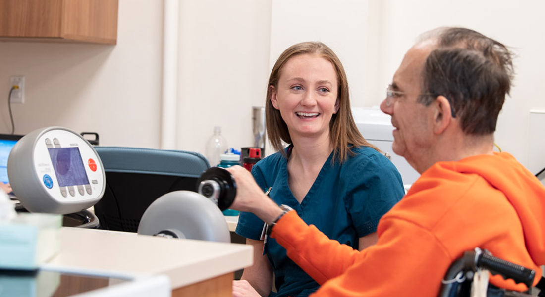 Nurse and patient at Spaulding Nursing and Therapy Center Brighton