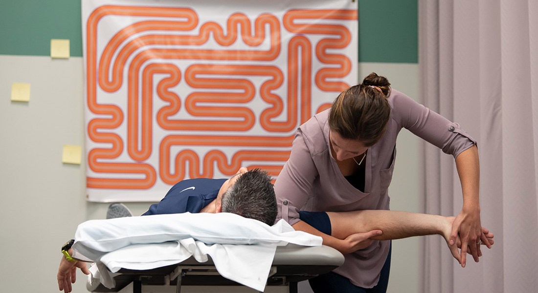 Patient rehabbing at Spaulding Outpatient Center Framingham