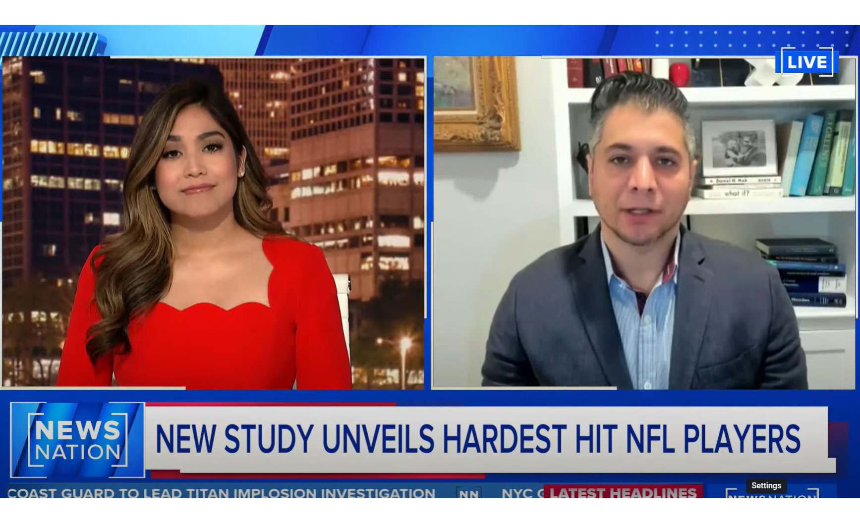 Dr. Daneshvar being interviewed on a TV newscast.