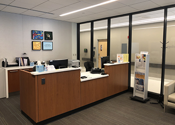 Reception desk at Spaulding Outpatient Center Boston
